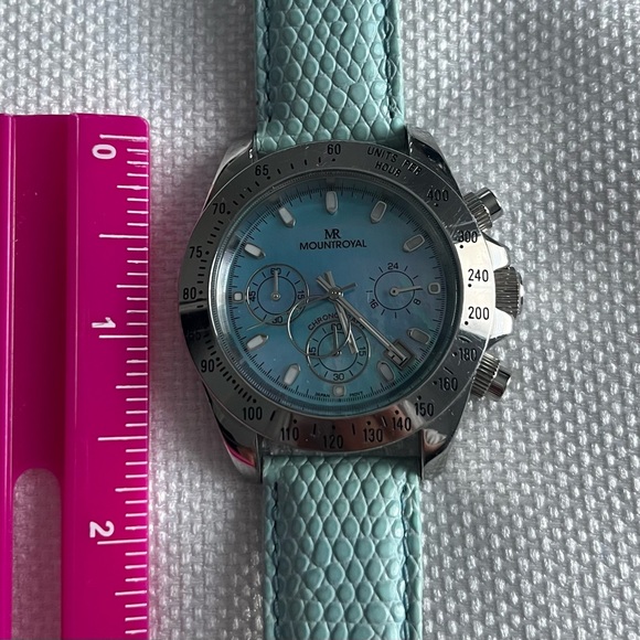 MountRoyal Stainless Steel Wrist Chronograph Leather strap Watch Unisex - Picture 4 of 9